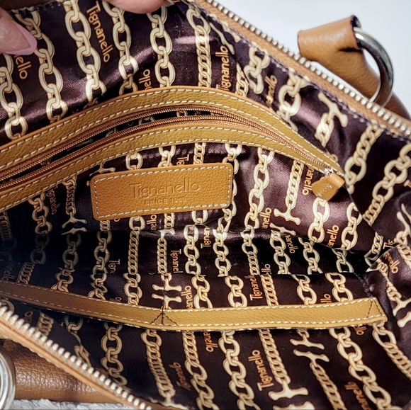Tignanello Genuine Leather Tan Satchel Bag - Picture 12 of 13